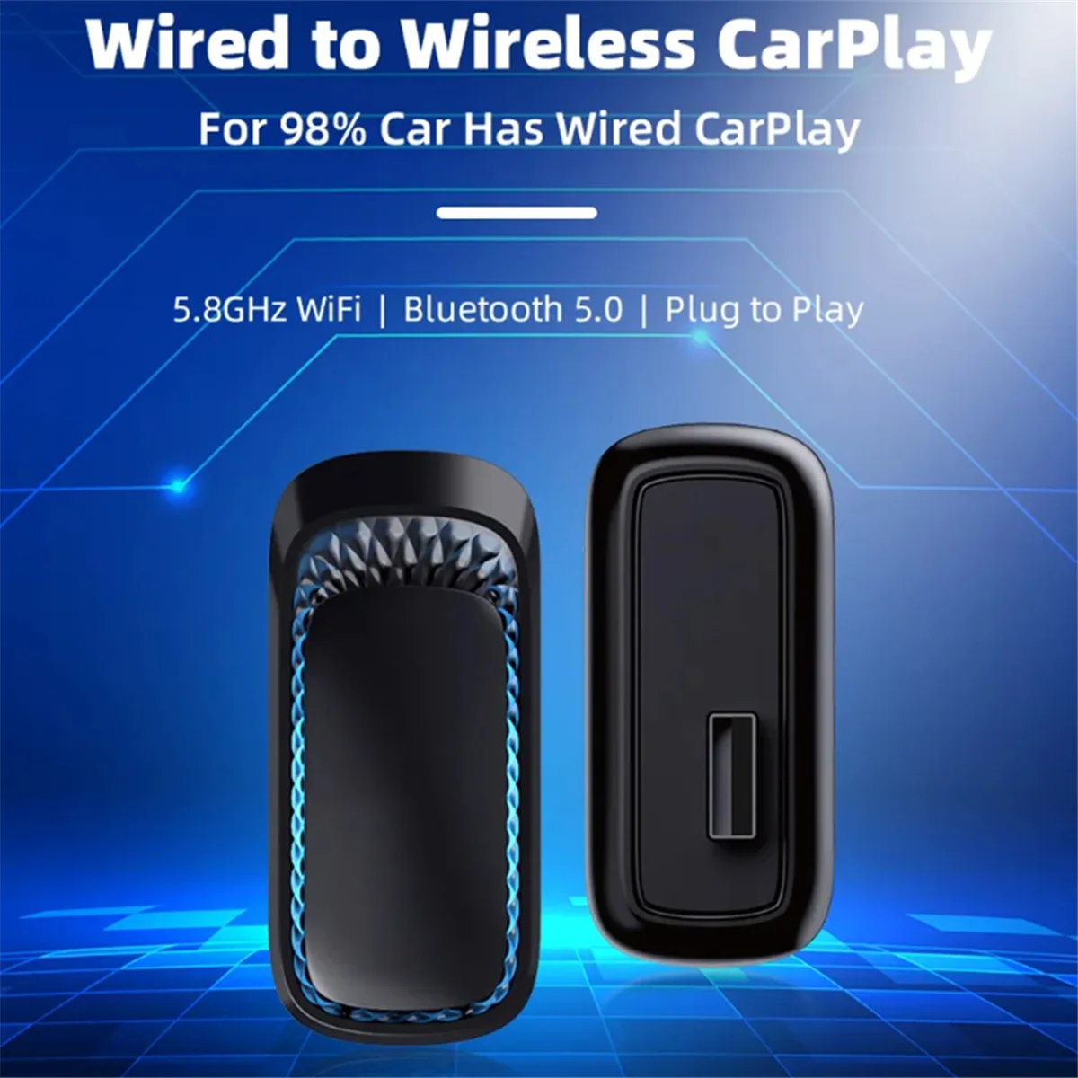 Rgb Colorful Wireless Carplay Dongle Mini Box Plug And Play Connect Bluetooth Wifi Con Cablato Per Apple Carplay(Usb)