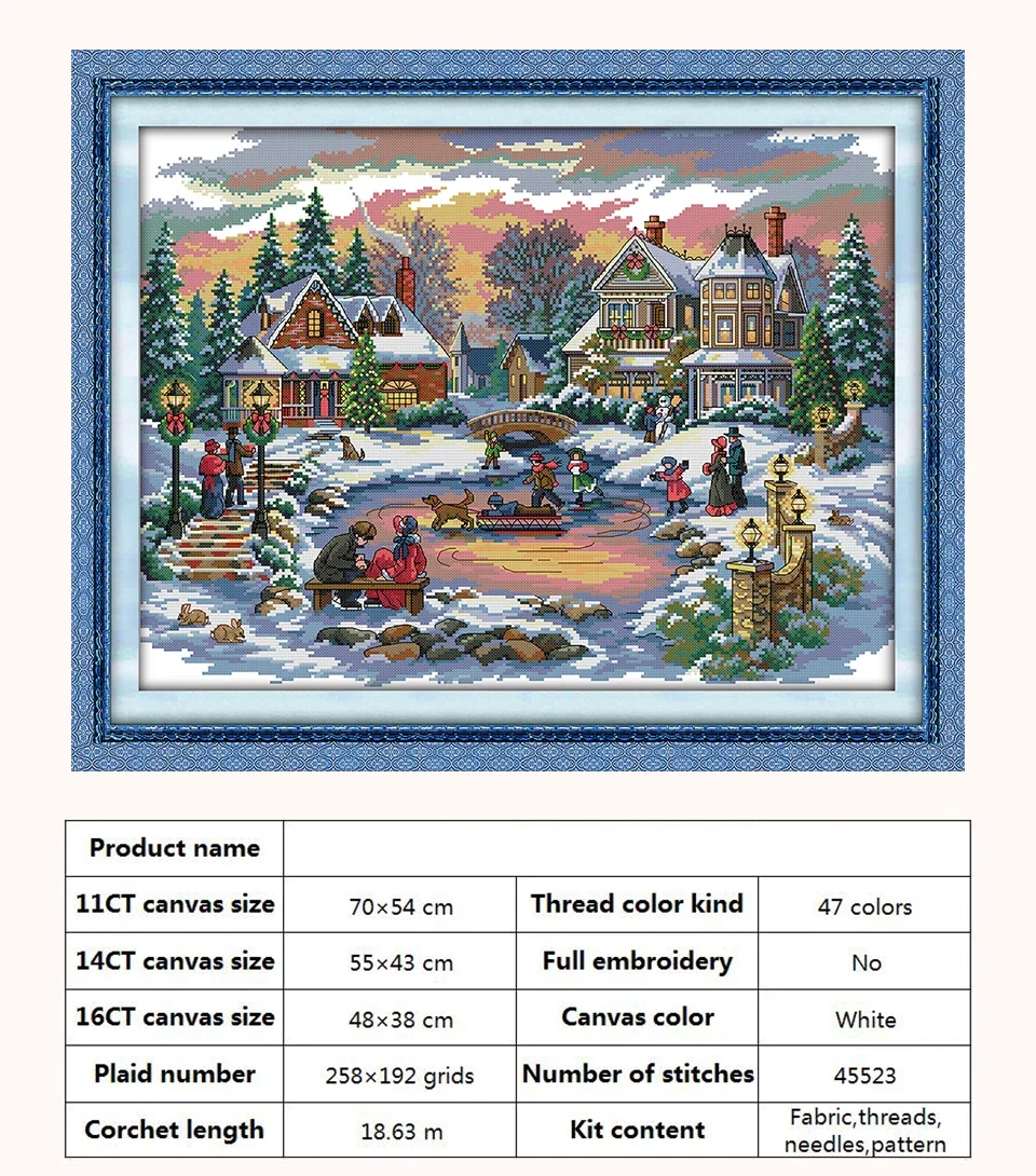 Snowscape Snowy Night Christmas Patterns Cross Stitch Embroidery Kit