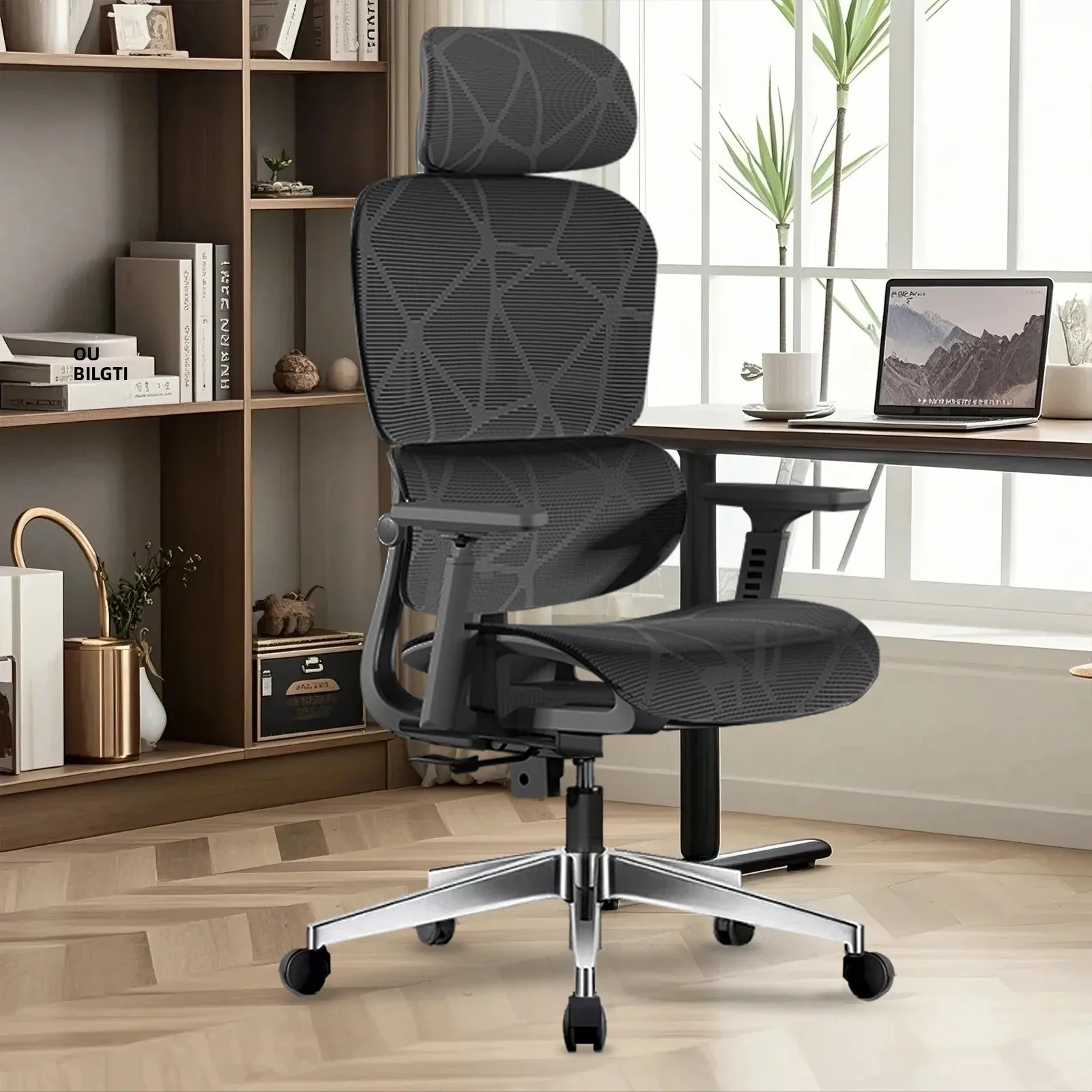 chaise de bureau ergonomique avec support lombaire et coussin pour le cou, accoudoirs rembourrés doux, maille respirante, réglage de la hauteur multi positions, confort Chaise de bureau ergonomique avec support lombaire et coussin pour le cou, accoudoirs rembourrés doux, maille respirante, réglage de la hauteur multi-positions, confort 3