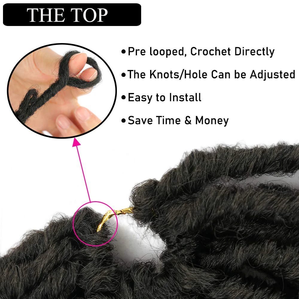 14/18/24inch Faux Loc Crochet Hair Butterfly Dreadlock Boho Goddes Synthetic African Braiding Extensions Natural for Black Women