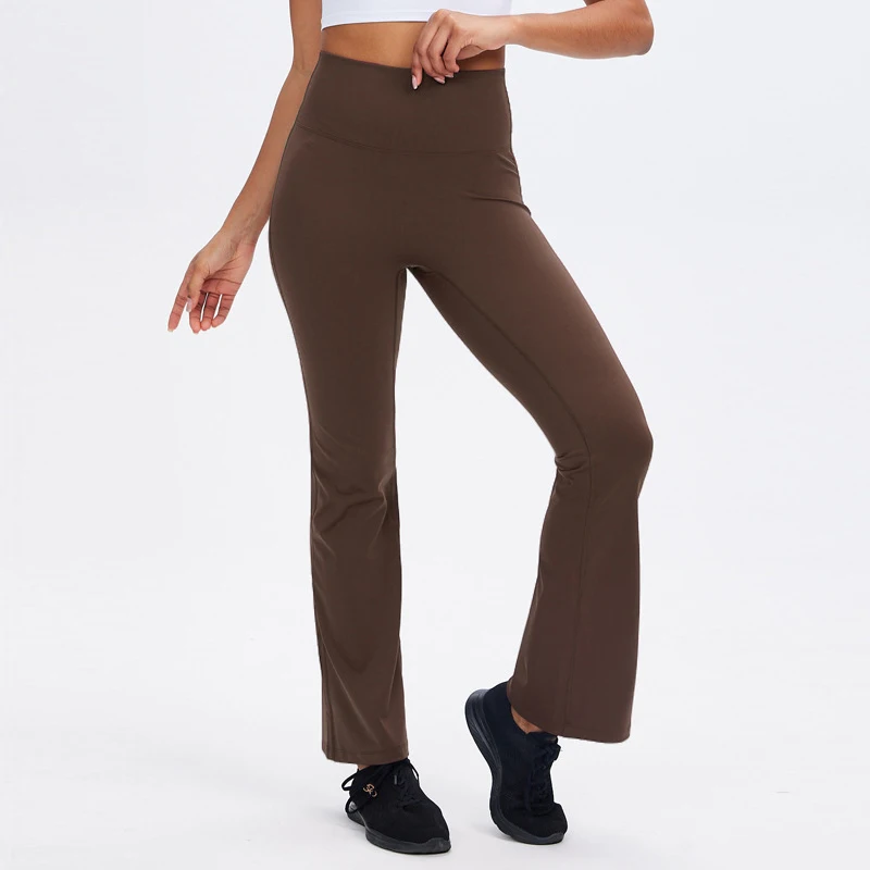 YJKVUR Gym Women's Pants Yoga Leggings Wide Leg Bell-bottoms Tight Elastic Breathable Quick Dry Sports Pants Women Clothing