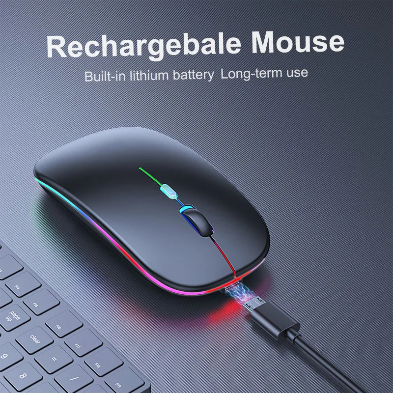 Rato sem Fio Recarregável Rgb Bluetooth Mouse 2.4g Silencioso Mause Ergonômico Mini Mouse Usb Ratos Ópticos para Computador Portátil - Imagem 3