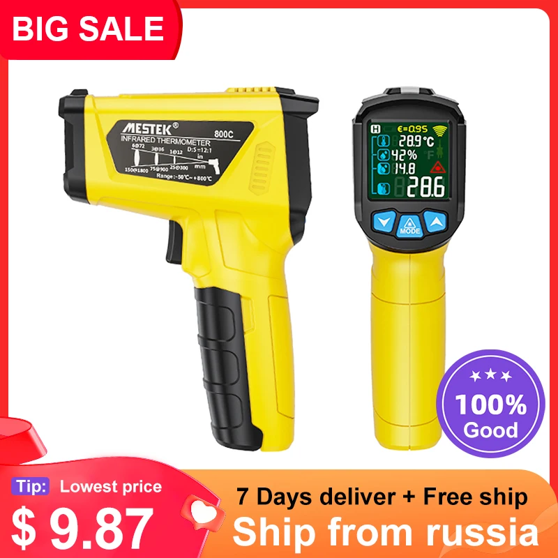 Termómetro infrarrojo sin contacto, pirómetro Digital 800/600/400C