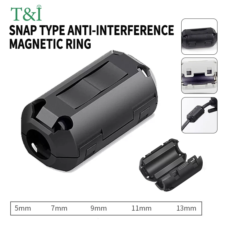 

Magnetic ring filter anti-interference shield removable EMC inner diameter 3.5MM 5/7/9/11/13/15MM snap degaussing filter