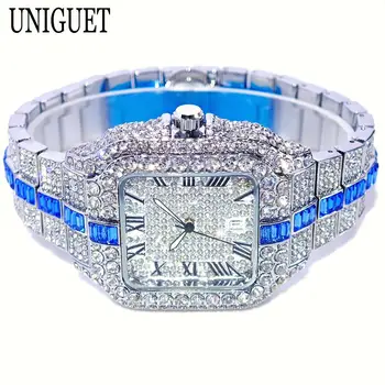 Hot Fashion Full Diamond Watch Men UNIGUET Brand Hip Hop Iced Out