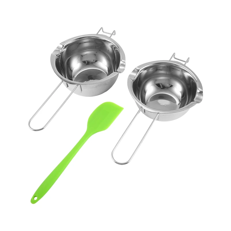 2 Pack Double Boiler Melting Pot With Silicone Spatula For Butter For Chocolate Candy Butter Cheese (400ML And 600 ML)-AB38