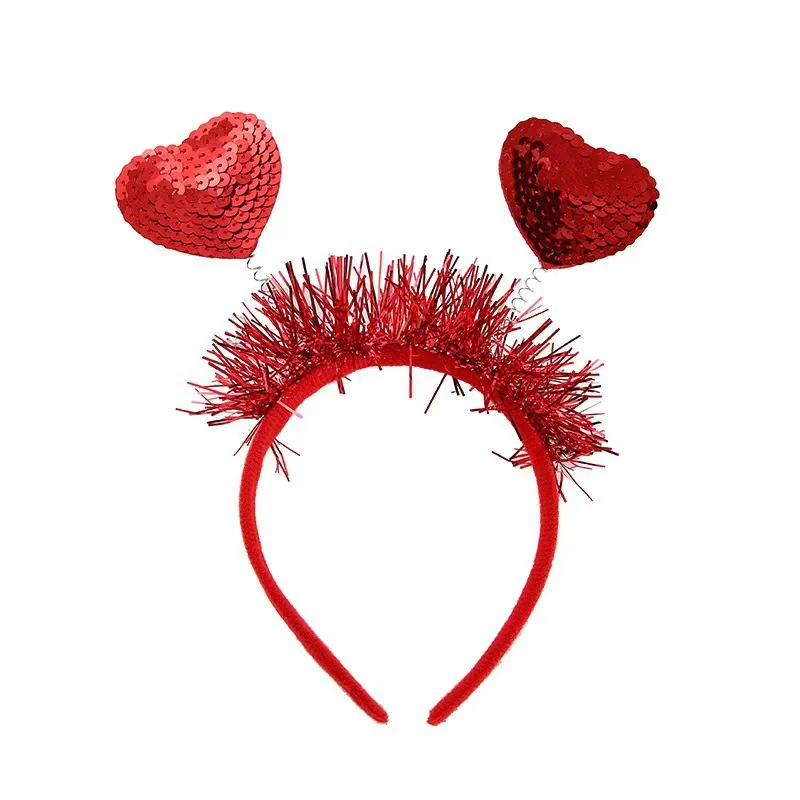 Cerchietto a forma di cuore rosso: accessorio per capelli Lovecore in raso bianco per la sposa di San Valentino - Italia