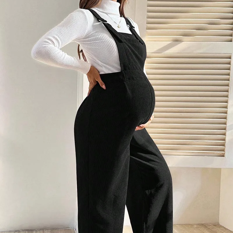 Maternity Corduroy Overalls Pregnancy Clothing for Pregnant Women Pants Autumn Winter Fashion Elastic Loose Corduroy Overalls - 3