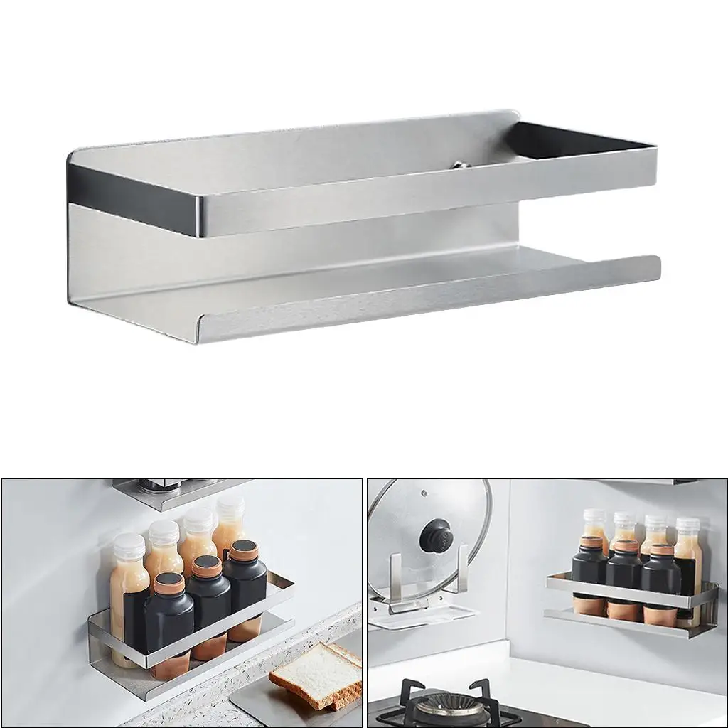 Spice Rack Shelf Wall Mounted Storage Stand for Bathroom Easy to Install