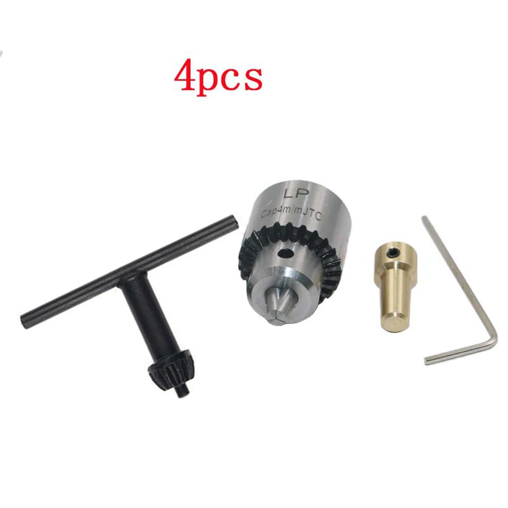 4pcs set 0.3 4mm Micro Motor Drill Chuck JT0 Taper Mounted Drill Chuck With Chuck Key 3.17mm Chuck Connecting Rod Driver Tool