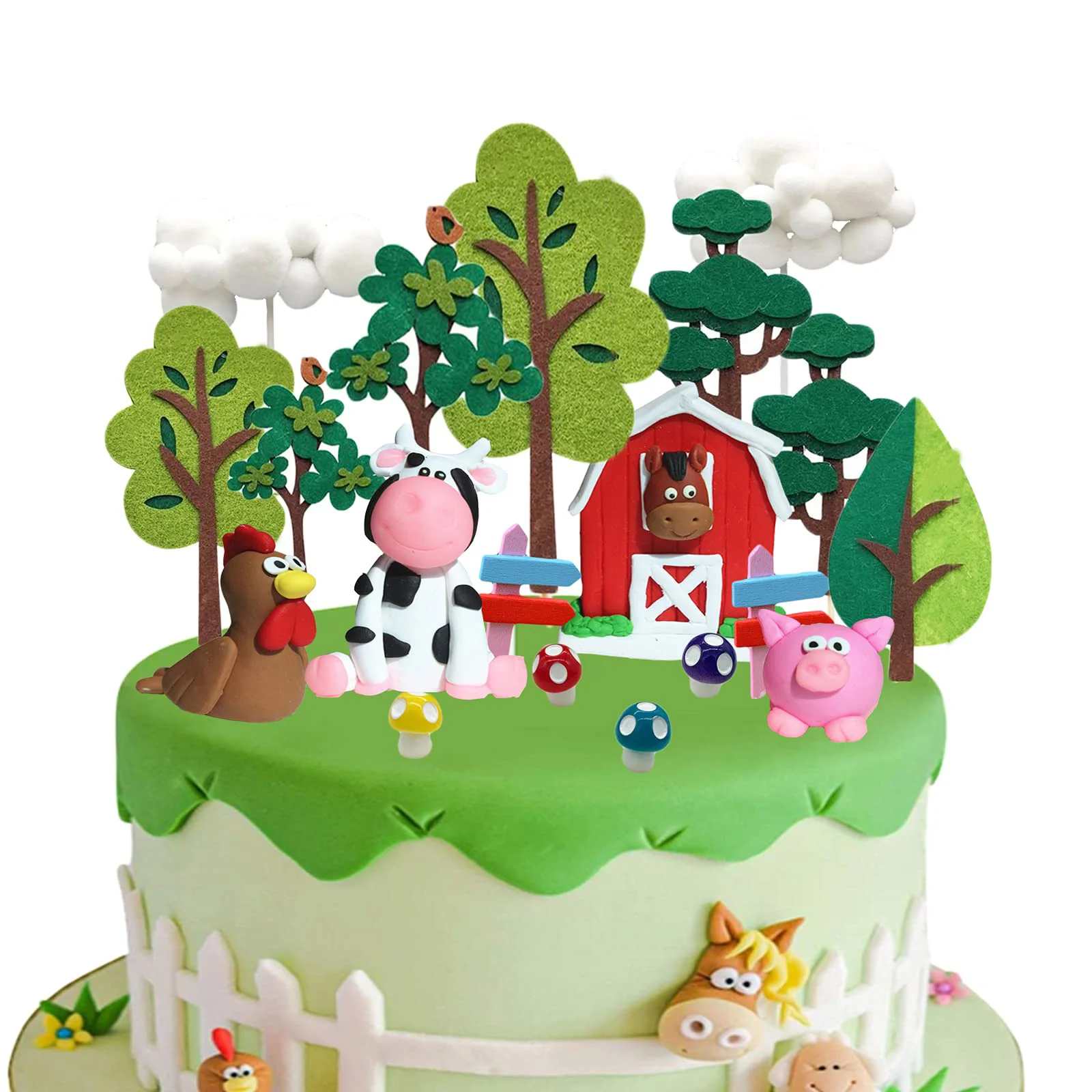 

Farm Birthday Decorations Cake Topper Cow for Kids Birthday Baby Shower Barnyard Cartoon Farm Animals Cake Toppers Supplies