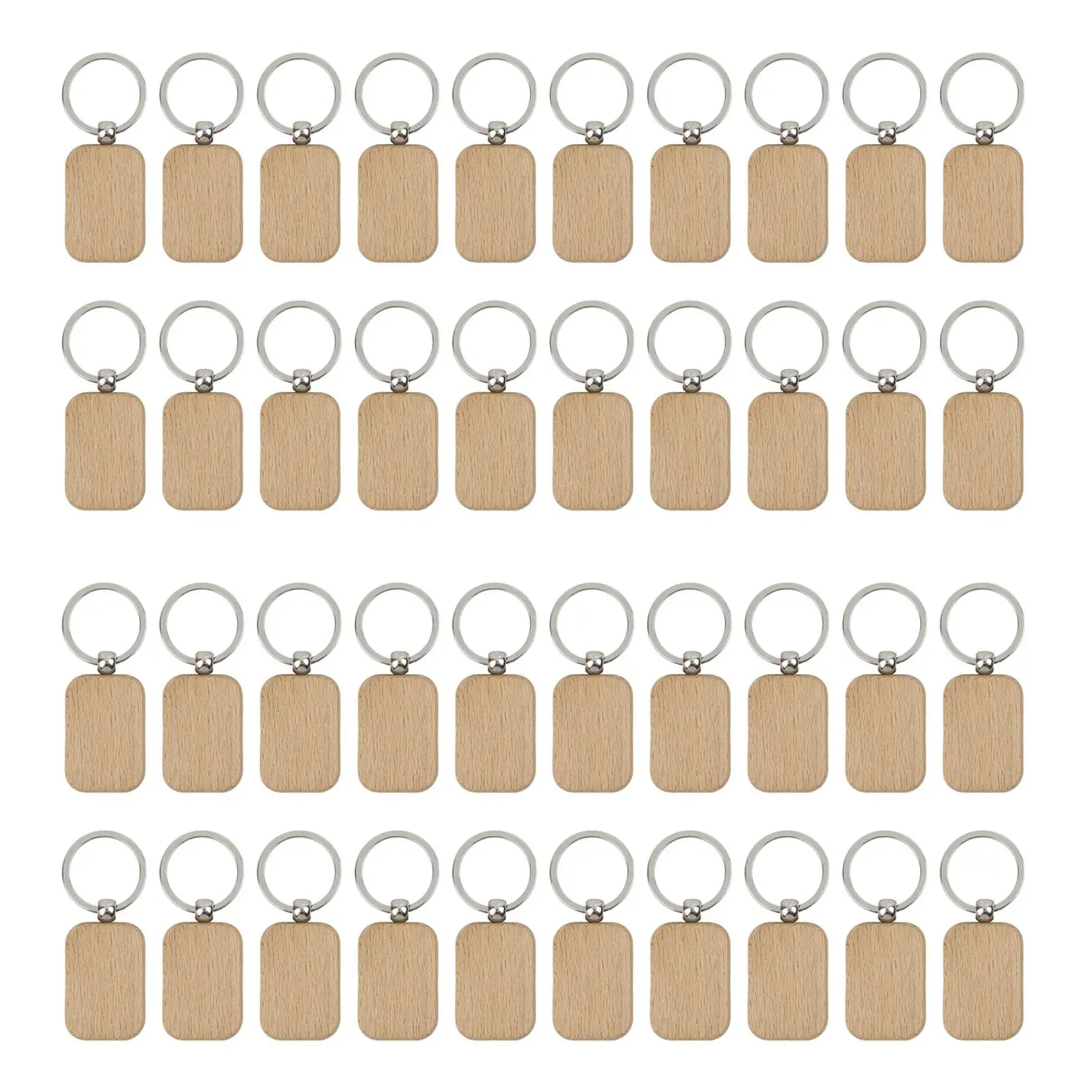 40Pcs 빈 나무 열쇠고리 DIY 나무 열쇠고리 키 태그 분실 방지 나무 액세서리 선물