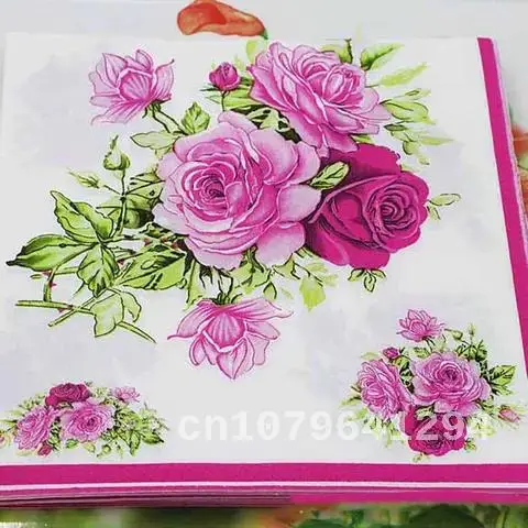 

Ynaayu 20pcs/set Big Rose Paper Napkins High Grade Party Supplies Disposable Tableware For Event Party Decoration