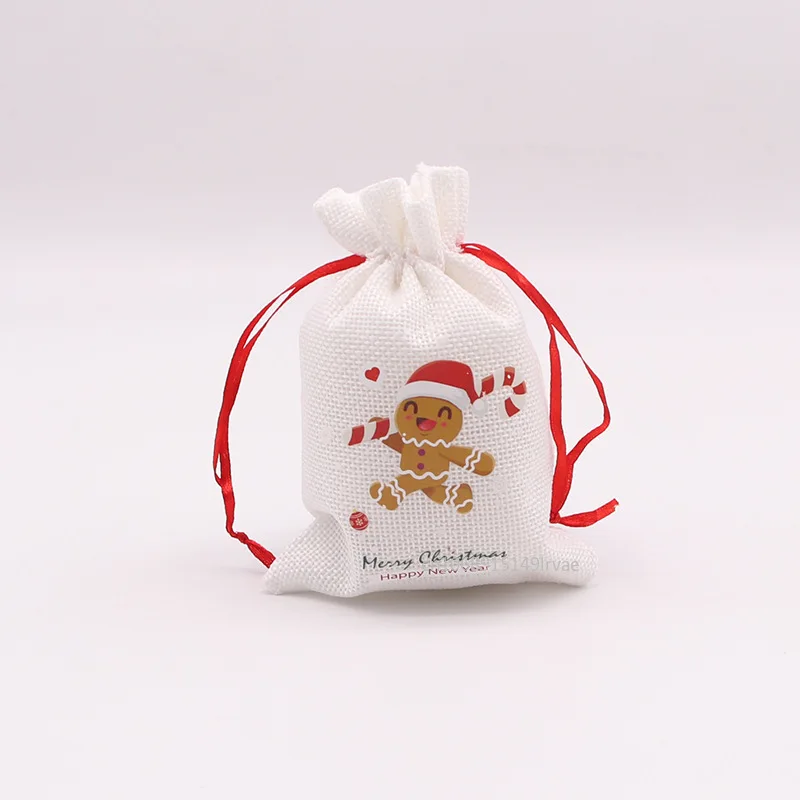 8/5PCS Red Christmas Gift Bags Santa Snowman Candy Drawstring Pouch Wrapping Bag for New Year Party Decoration Storage Bag