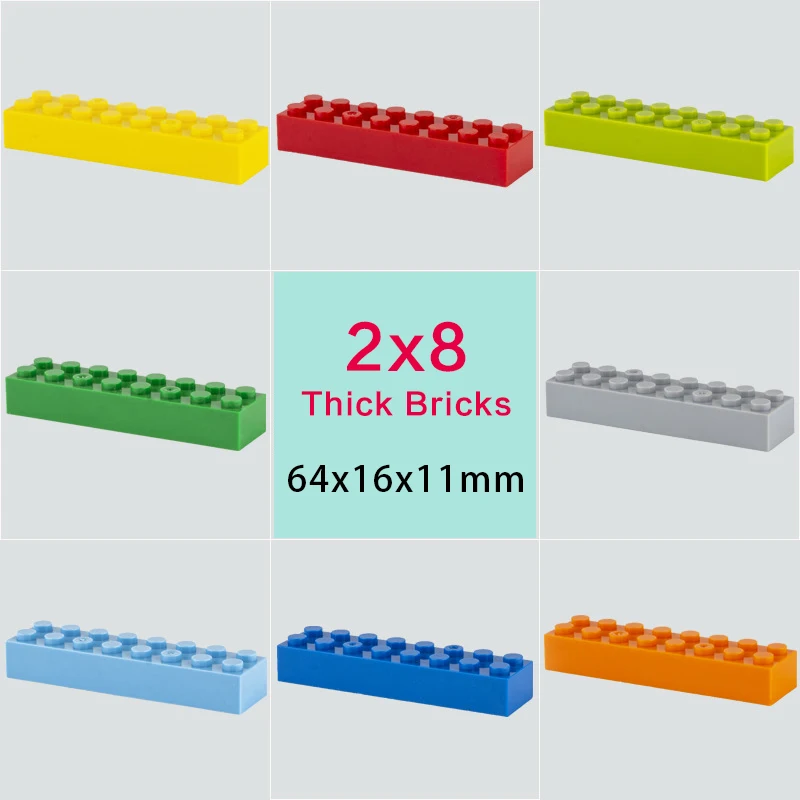 

2x8 Dots Thick Bricks Blocks MOC Creative Educational Toys Building Assemblage Kids Learning Gift Size Compatible Brand 3007