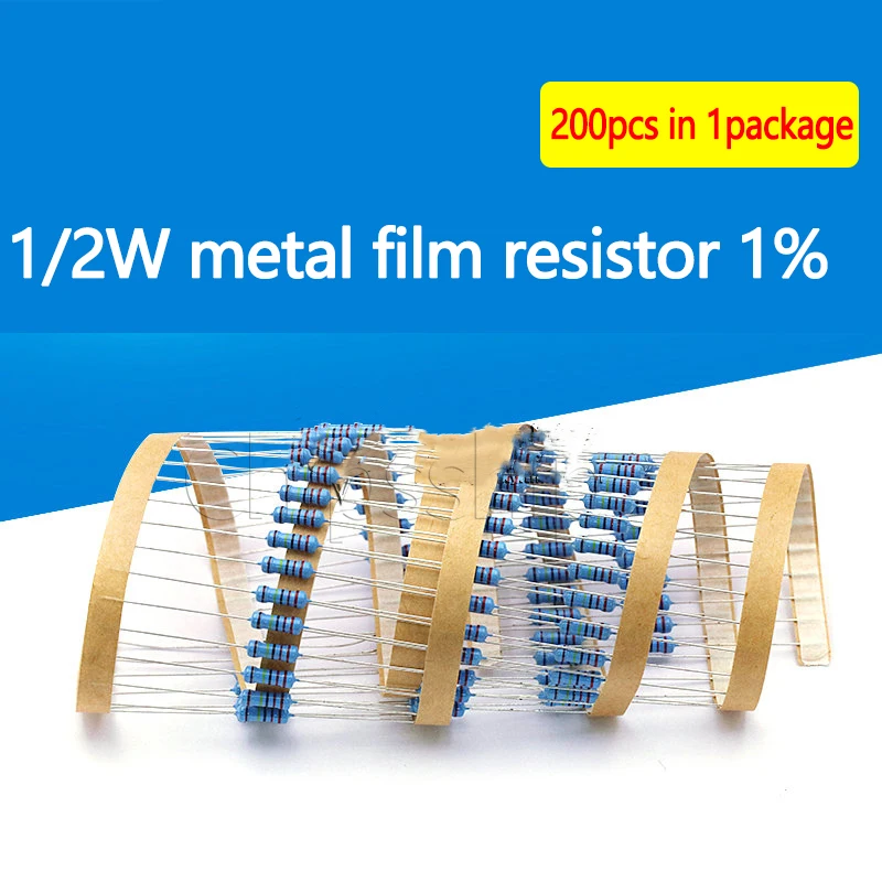 Metal Film Resistor 1/2W 1% Five-color Ring Resistor 2 Megohm 2M  A Resistance Value (200 PCS)