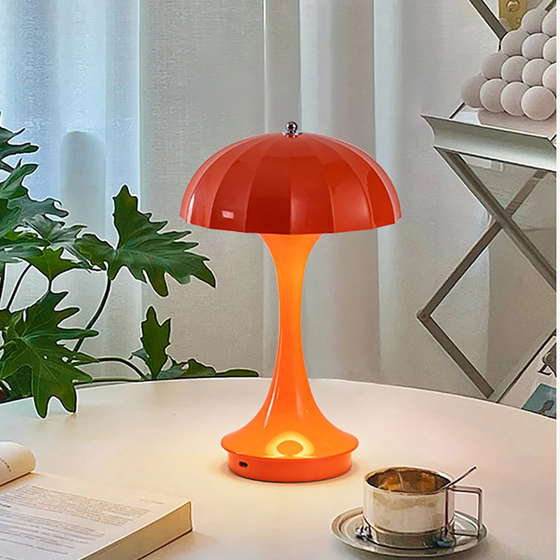 

Creative LED Mushroom Lamp Rechargeable Desk Light Touch-sengsing Lighting Fixture for Livingroom Bedside Study Hotel Decoration