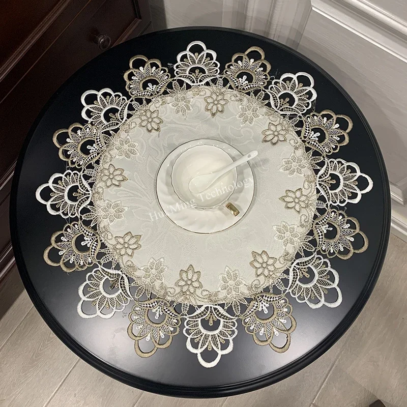 Table cloth round small Europe lace dining flower countryside fabric dust cover