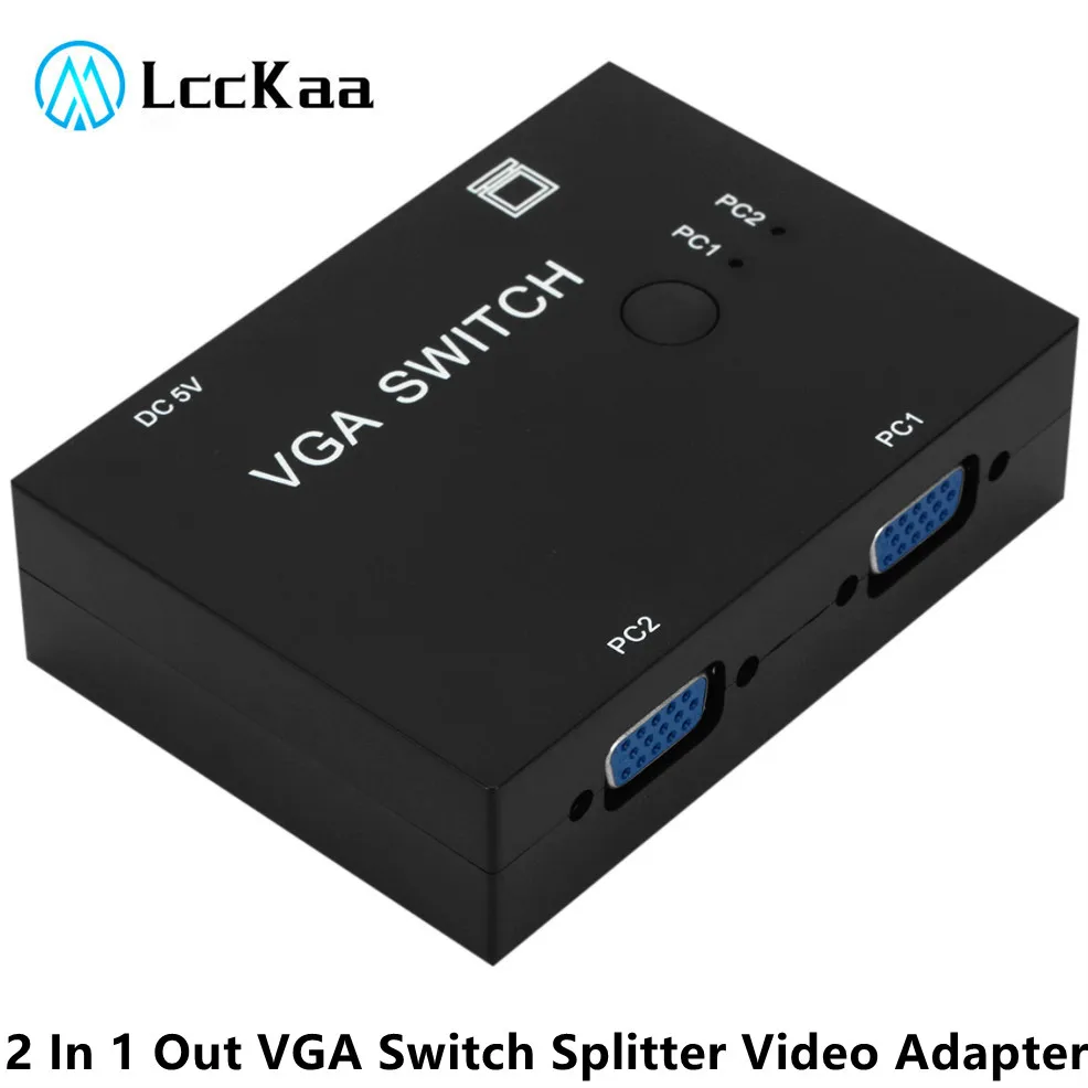 2 인 1 아웃 VGA 스위치 분배기 2 포트 VGA 비디오 컨버터 어댑터, 프로..
