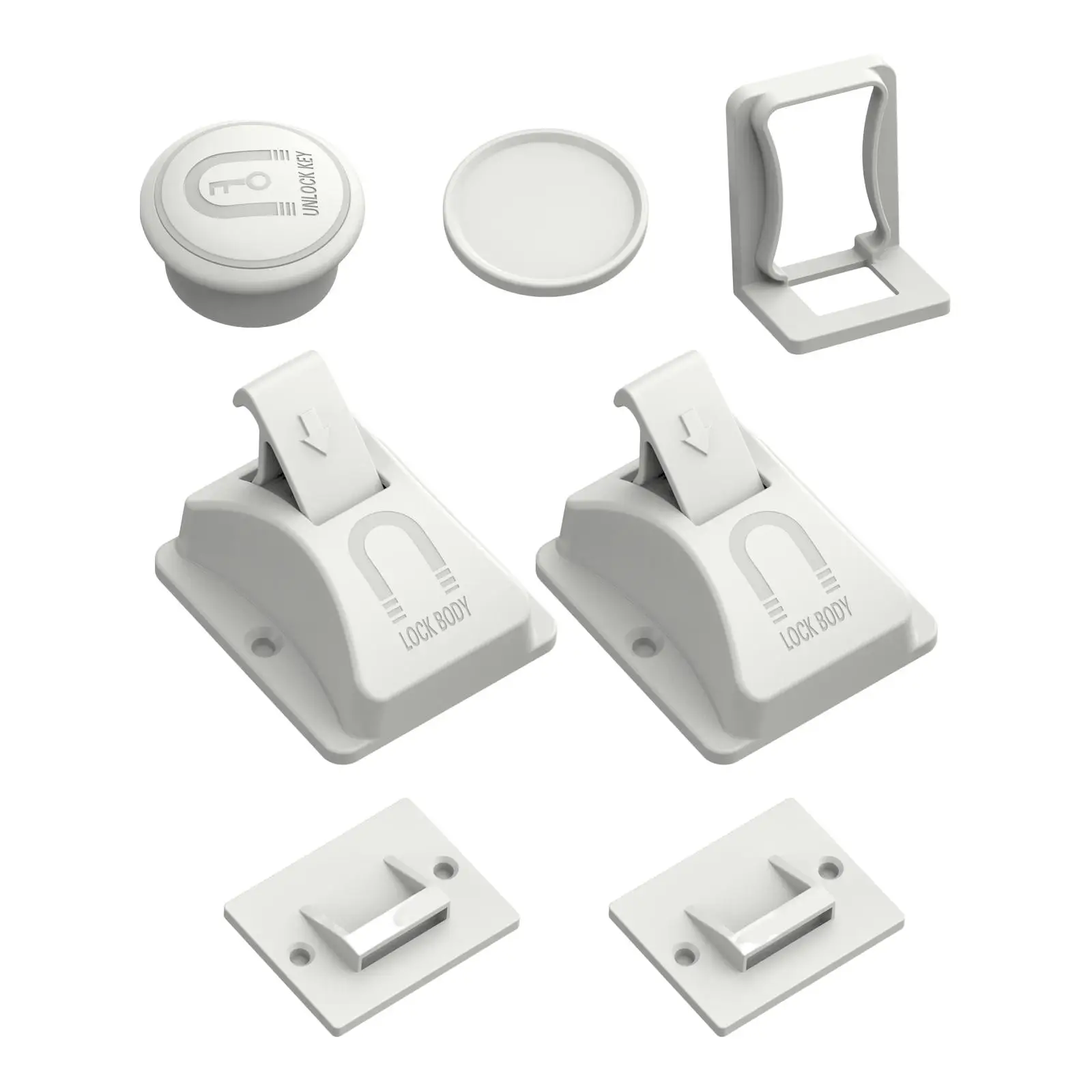 

Magnetic Cabinet Locks for Babies 2 Pack and 1 Key Child Safety Drawer Locks