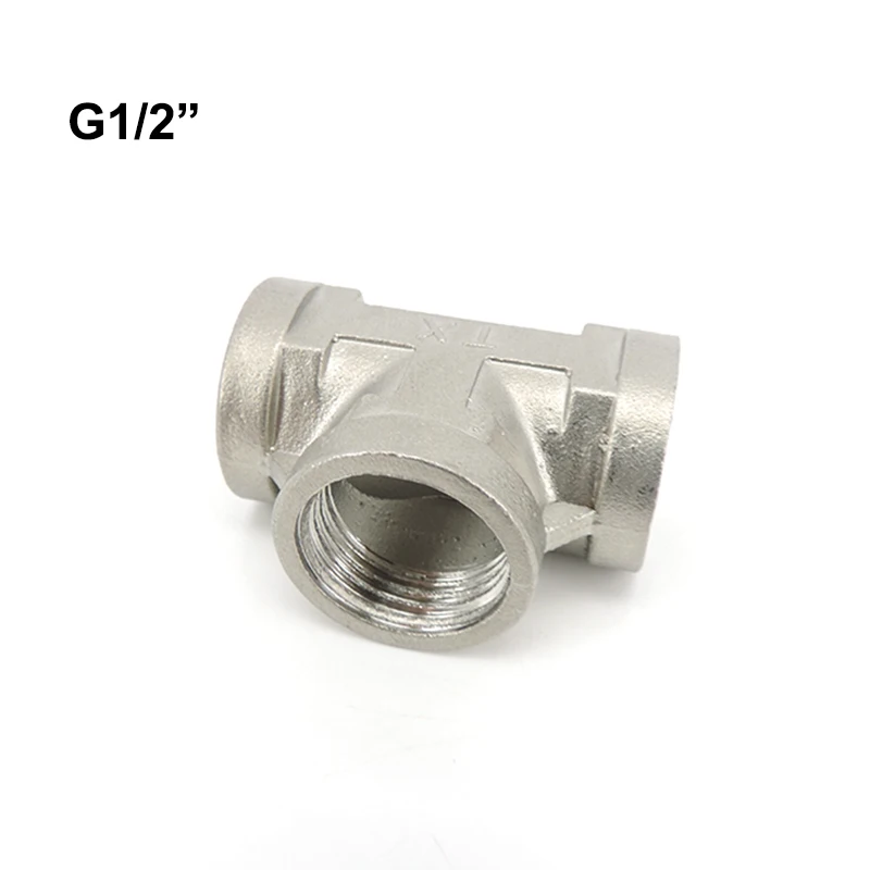 

1x2pcs G1/2" 20MM 3 way female splitter Plumbing Fittings Thread Tee Type 201 Stainless Steel Butt Joint water hose connector o1
