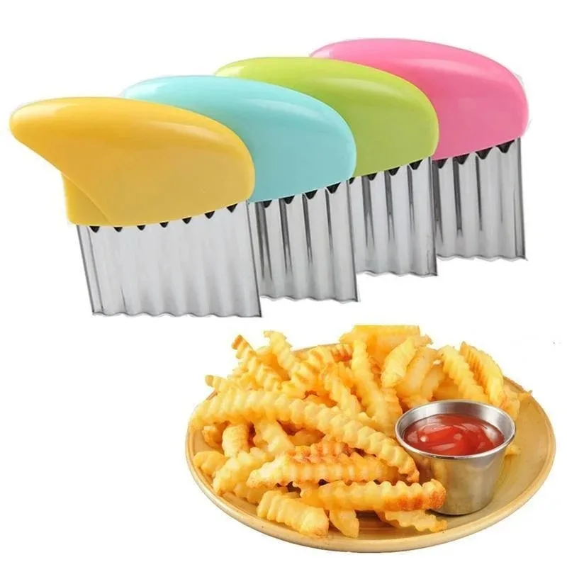 Crinkle Cut Tool Stainless Steel Wavy Chopper Tool Safe Durable Fruit and Vegetable Potato Slicer French Fry Crinkle Cutter