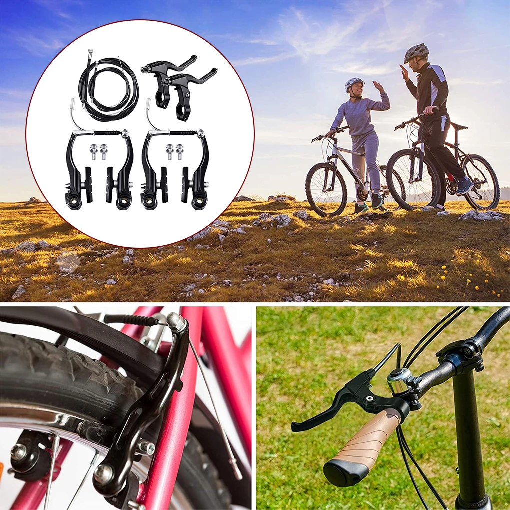 Juego De Frenos En V Para Bicicleta - Frenos De Aluminio, Incluye Cables Y Palancas, Compatible Con MTB Y Bicis De Carretera