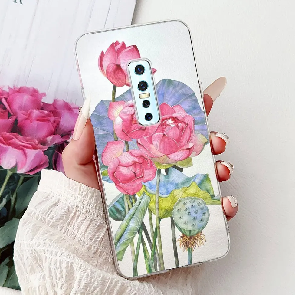 Clear Luxury Fashion Flowers Cat Design Soft Back Phone Case