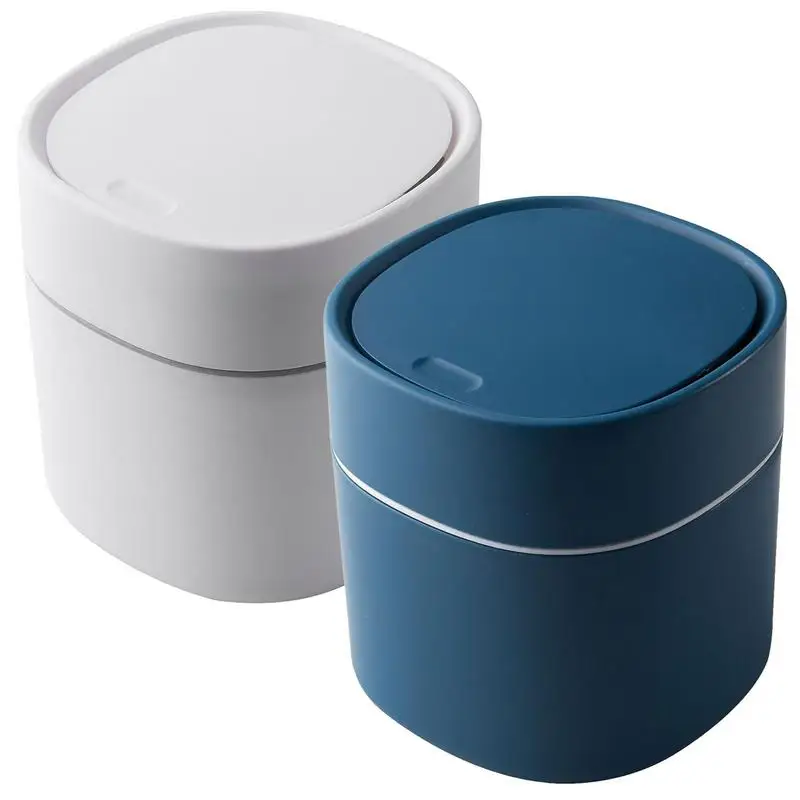 

Desktop Trash Can Tabletop Garbage Storage Box Waste Bin With Lid Desk Dustbin Basket Household Cleaning Tools & Accessories