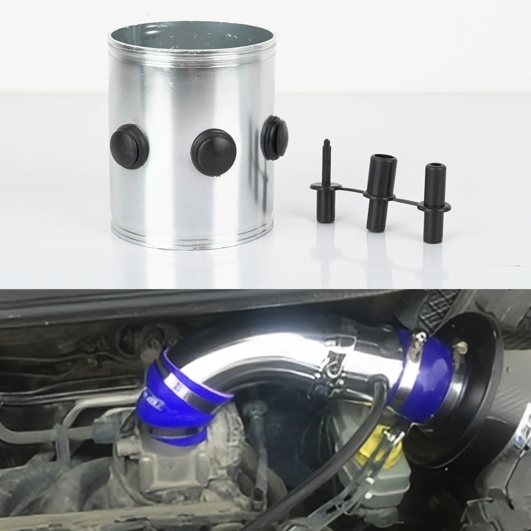 Kaltluftansaugrohr Silber Adapter für 76 mm 3 Zoll Aluminiumrohr EGR Vakuumschlauch mit 3 Löchern Universal Auto Motorsystem Turbo – Detail 2