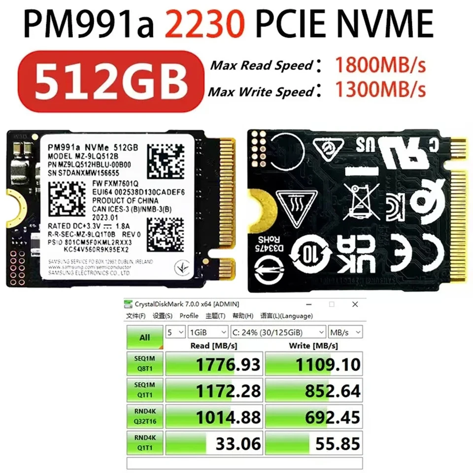 Samsung-内蔵ソリッドステートドライブ、Pm991a、512gb ssd、m.2 2230