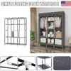 Canvas Wardrobe Dustproof Clothes Storage Dormitory Apartment Free Dust Bags US 4