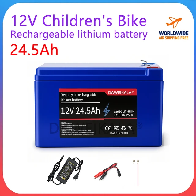 Batterie Lithium-ion 12V 24,5 ah, BMS intégré pour enfants, voiture électrique, alimentation électrique de Camping, stockage d'énergie solaire, éclairage LED 1