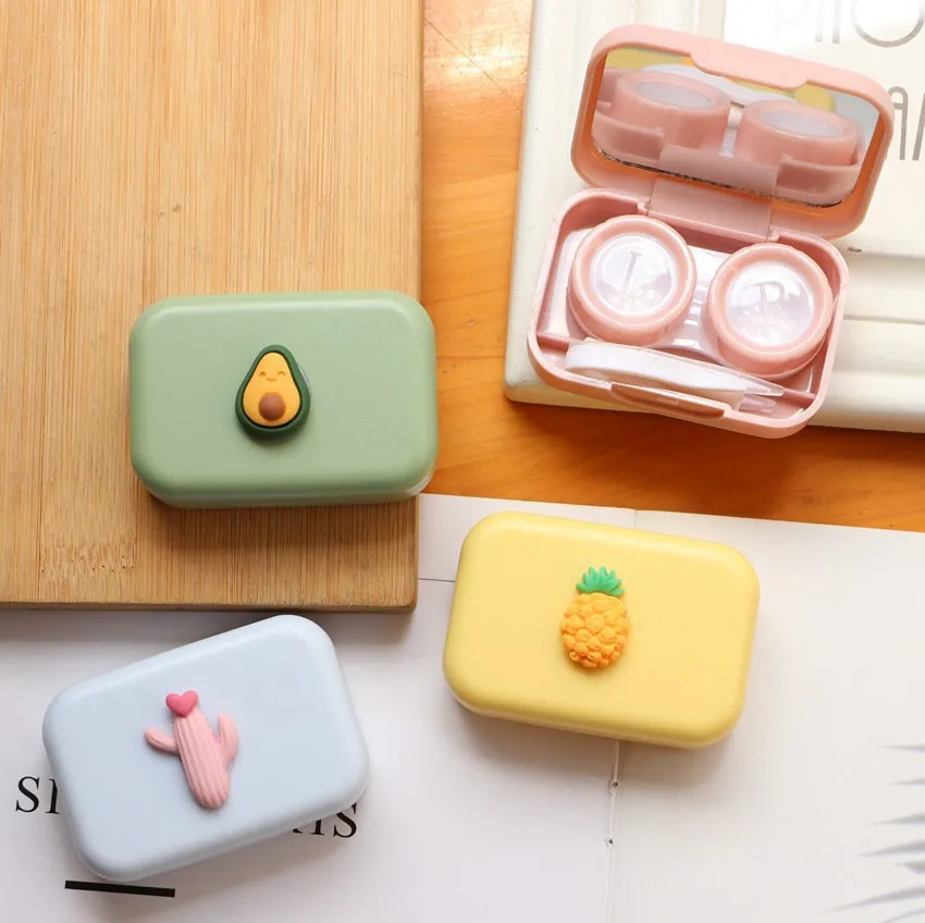 1PC Cute Color Contact Lenses Case Mini Easy Carry Beauty Pupil Storage Lenses Box Container Mirror Travel Kit