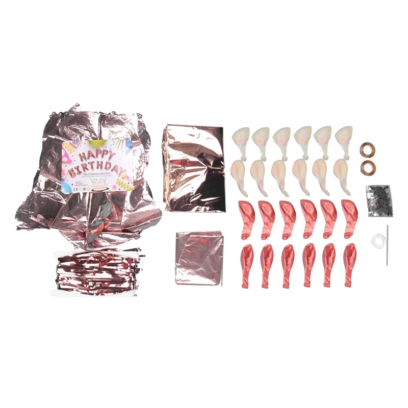 

Украшение из розового золота, украшение на день рождения, баннер с воздушными шарами на день рождения, занавеска с бахромой из фольги, скатерть из фольги