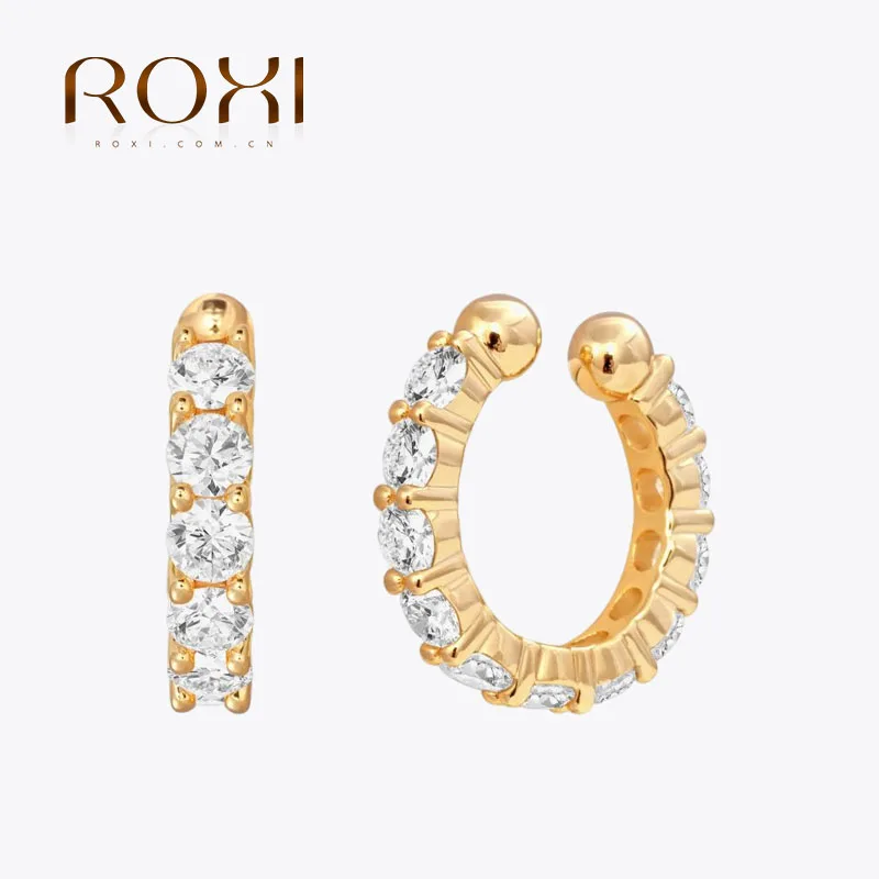 

RIXO 925 Sterling Silver Clip Earrings Pave Cubic Zirconia Ear Cuff For Women Non Pierced Ear Aretes De Oro 18k Original Mujer