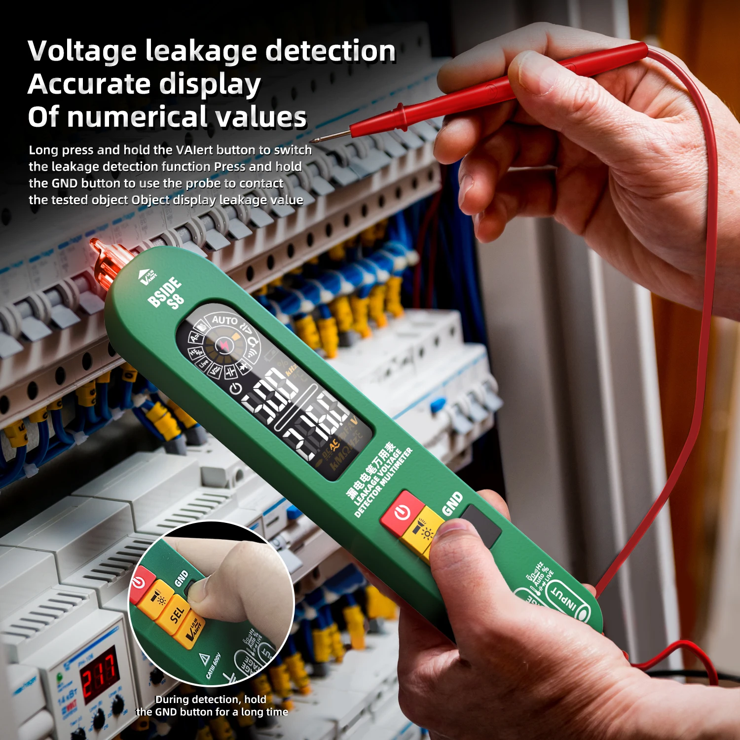 Pen Type Detection Leakage Voltage Tester Smart Digital Multimeter 6000 Counts Auto Range True RMS Electricians Tools BSIDE S8