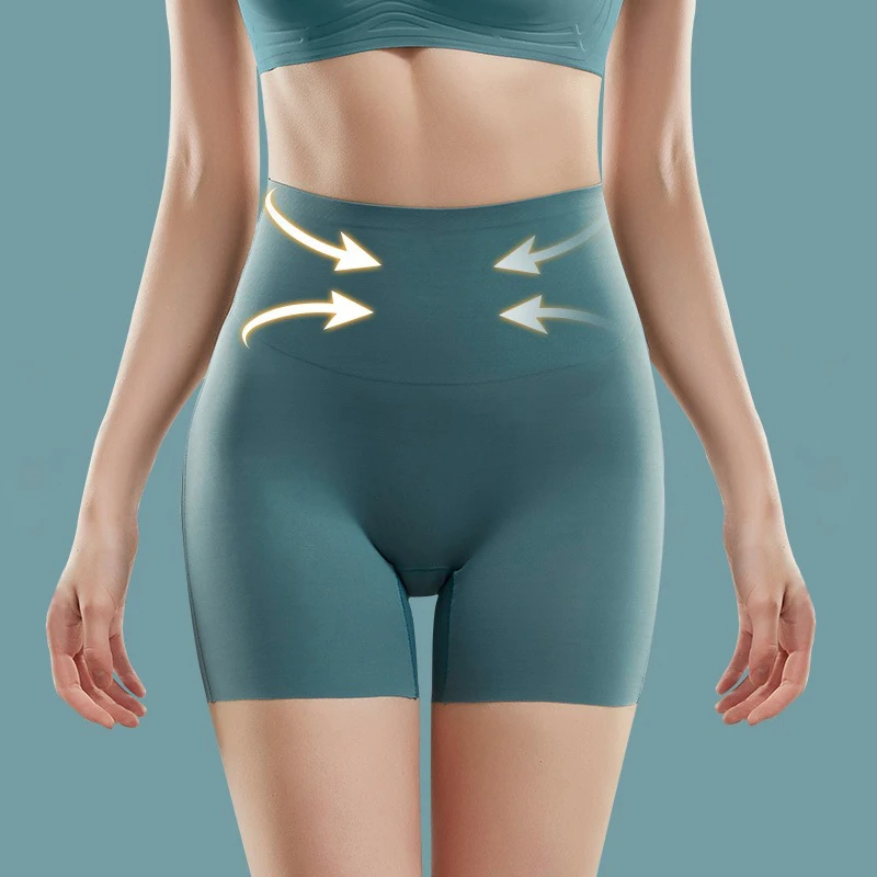 Women's Seamless Shorts Ice Silk Safety Pants High Waist Hip Lift Large Size  Boxer Panties Anti Friction Under Skirt Shorts