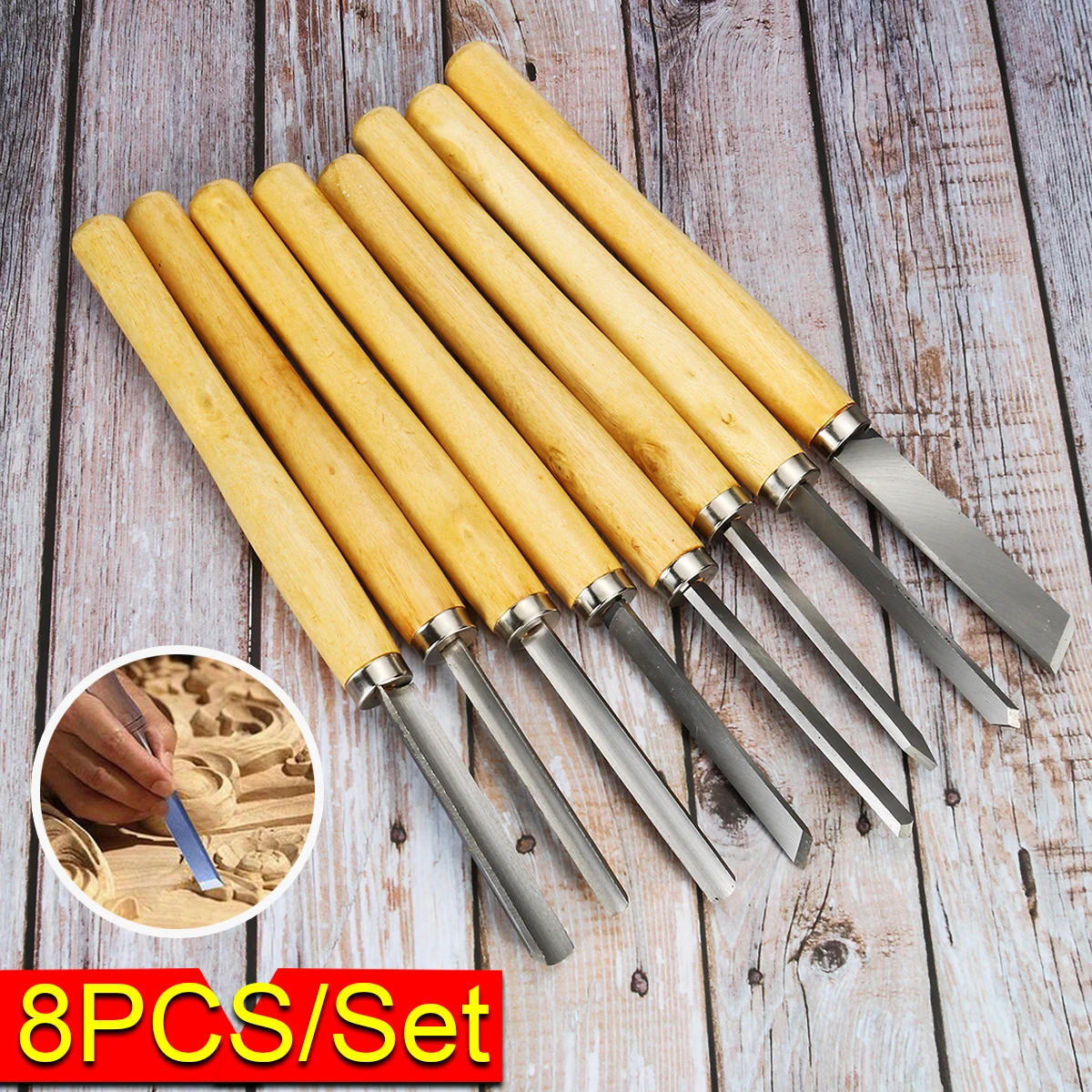 

8Pcs Wood Carving Tool Set Craft DIY Woodworking Handwork Hand Chisel Kit