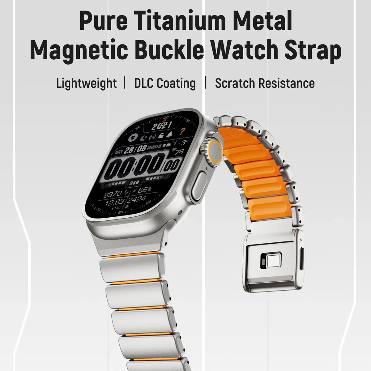 Luxury Titanium Silicone Magnetic Strap for Smartwatches - Premium Metal Band Design
