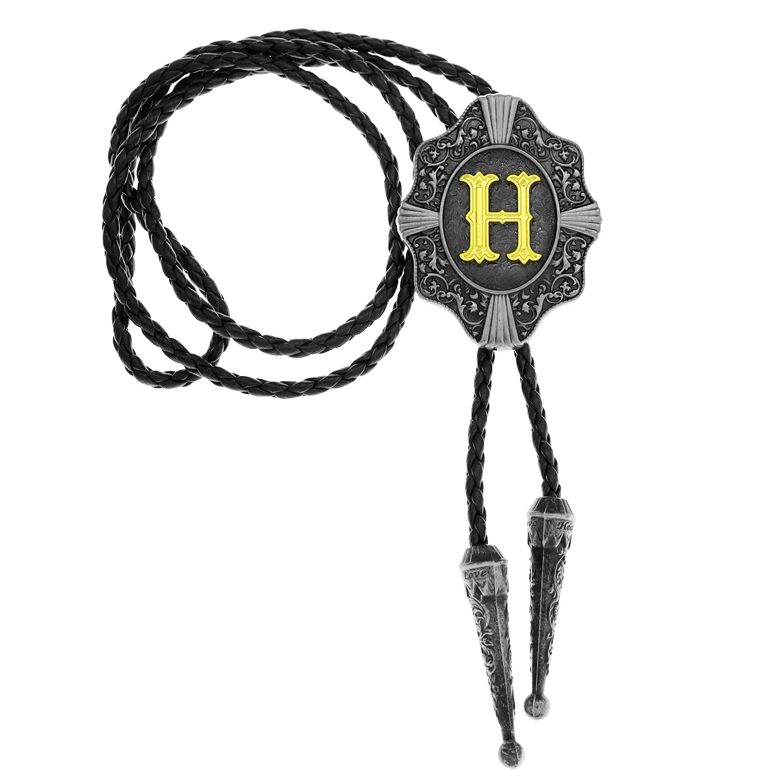 Cravatta Bolo Western In Pelle Uomo - Collana Con Pendente Aquila Dorata - Accessorio Cowboy Per Halloween
