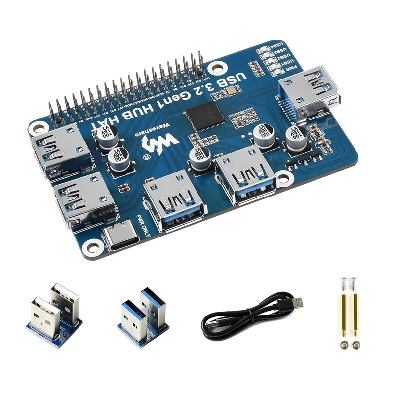 Waveshare usb 3 2 gen1 hub hat expansion board for raspberry pi 4 b 3