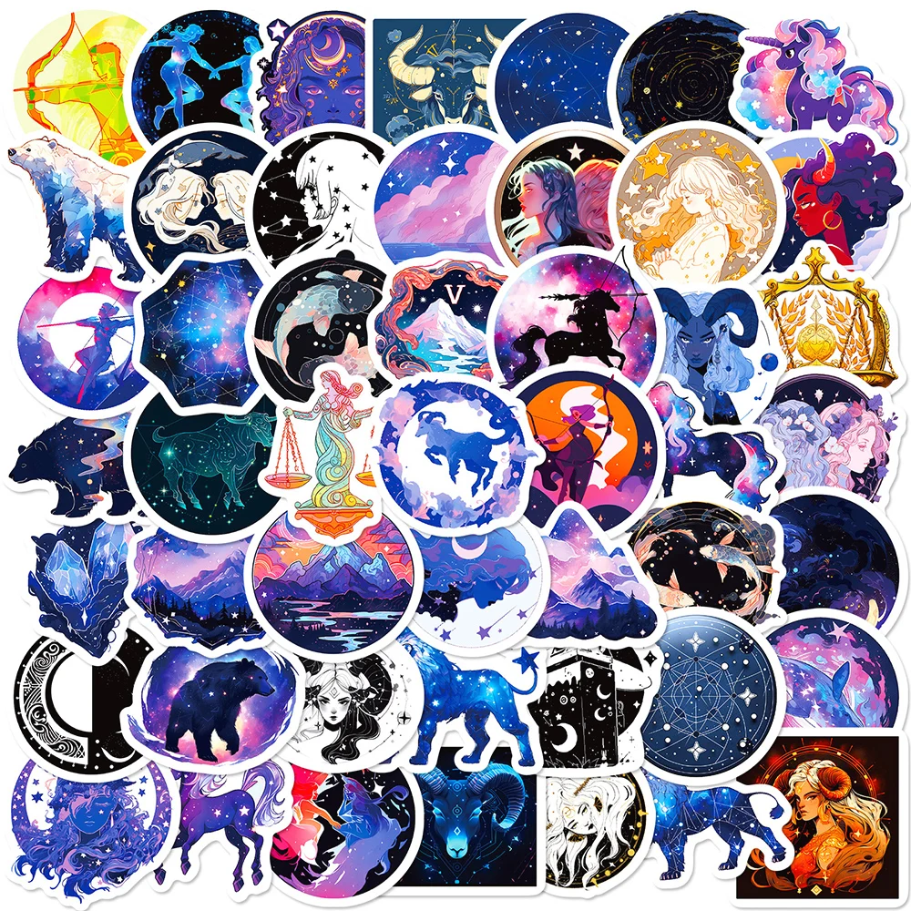 

10/50Pcs Moonlight Sky Constellation Cartoon Aesthetic Varied Stickers Pack for Kids Travel Luggage Decoration Graffiti Decals