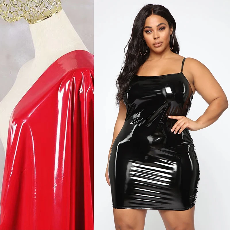 Plus Size Women PU Leather Dresses Sexy Halter Spaghetti Straps Dress Ladies Latex Leather Sleeveless Bodycon Mini Dress 5XL