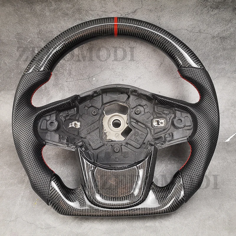 Custom Racing Sports Carbon Fiber Steering Wheel Perforated Leather For Toyota Supra A90 GR MK5 2019 2020 w/Paddle Hole