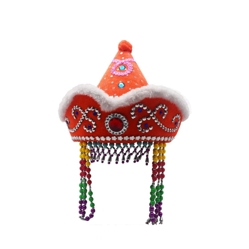 Kinder mongolische Jurte geformte Königin Prinzessin Hut Kopfschmuck Frauen mongolische nationale Minderheit Hut Festival Tanz Kopf bedeckung Kostüm – Detail 14