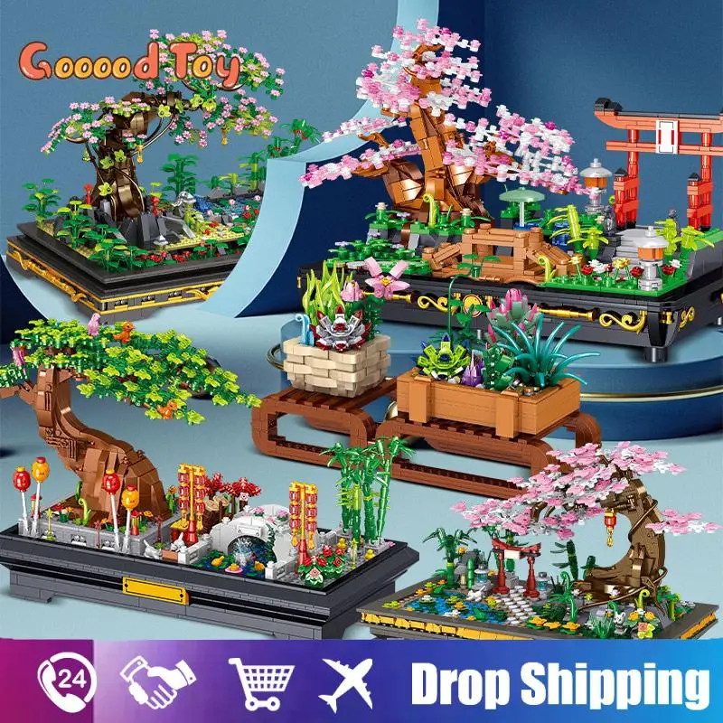 

Creative Mini Building Blocks Micro Sakura Bonsai Pot Series Flower Building Brick Kit Toys Assembly Diy Toys Birthday Gifts