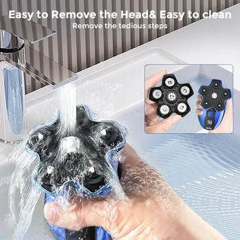 Sejoy JK-1800 Multifunctional Head Shavers for Bald Men 6 Floating Blade Rechargeable Nose Hair Trimmer Grooming Kit 4