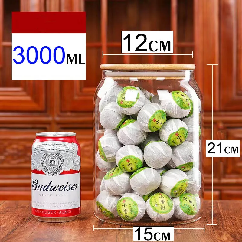1.3L/3L/4L Sealed Glass Bottles Glass Jars and Lids Kitchen Food Storage Containers Transparent Spice Organizer Tea Sugar Tanks 3