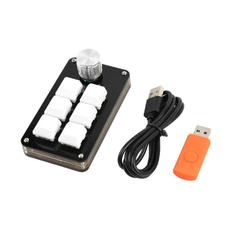 

6 Keys Keyboard Macropad with 1 Knob Programming Keypad for Gaming Video Editing and Programmable Efficiency Keypad